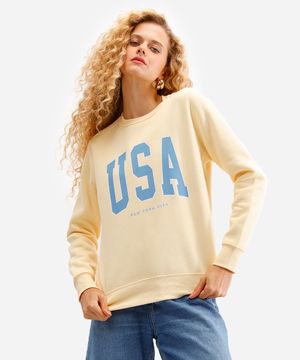 blusão feminino de moletom usa amarelo