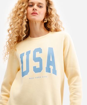 blusão feminino de moletom usa amarelo