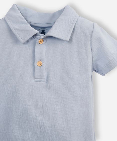 conjunto infantil curto de algodão texturizado azul