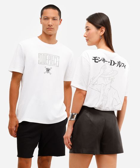 camiseta de algodão one piece off white