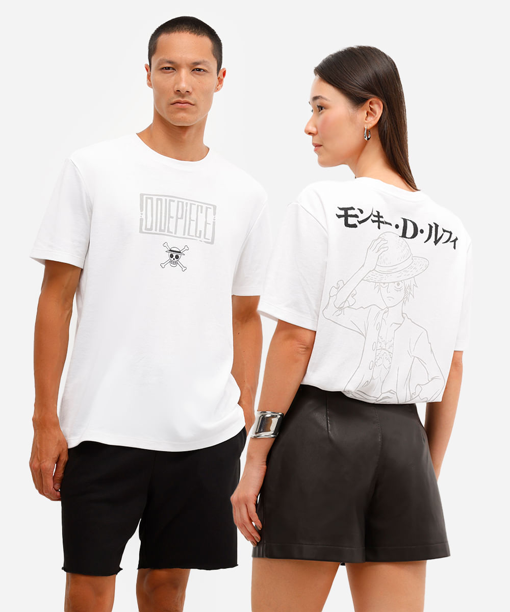 camiseta de algodão one piece off white