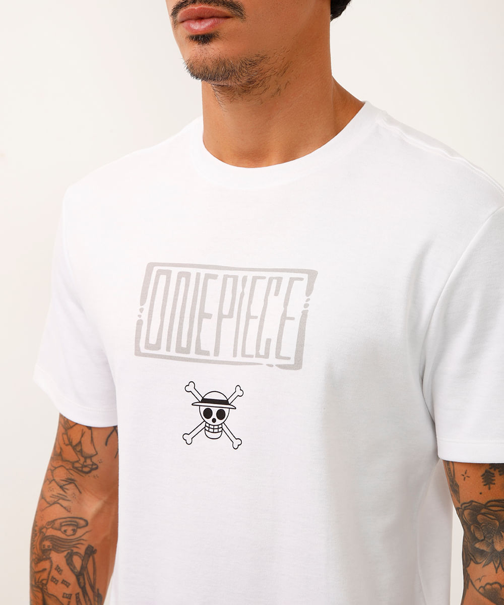 camiseta de algodão one piece off white