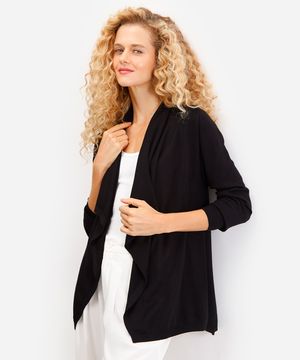 cardigan feminino de tricot manga longa preto