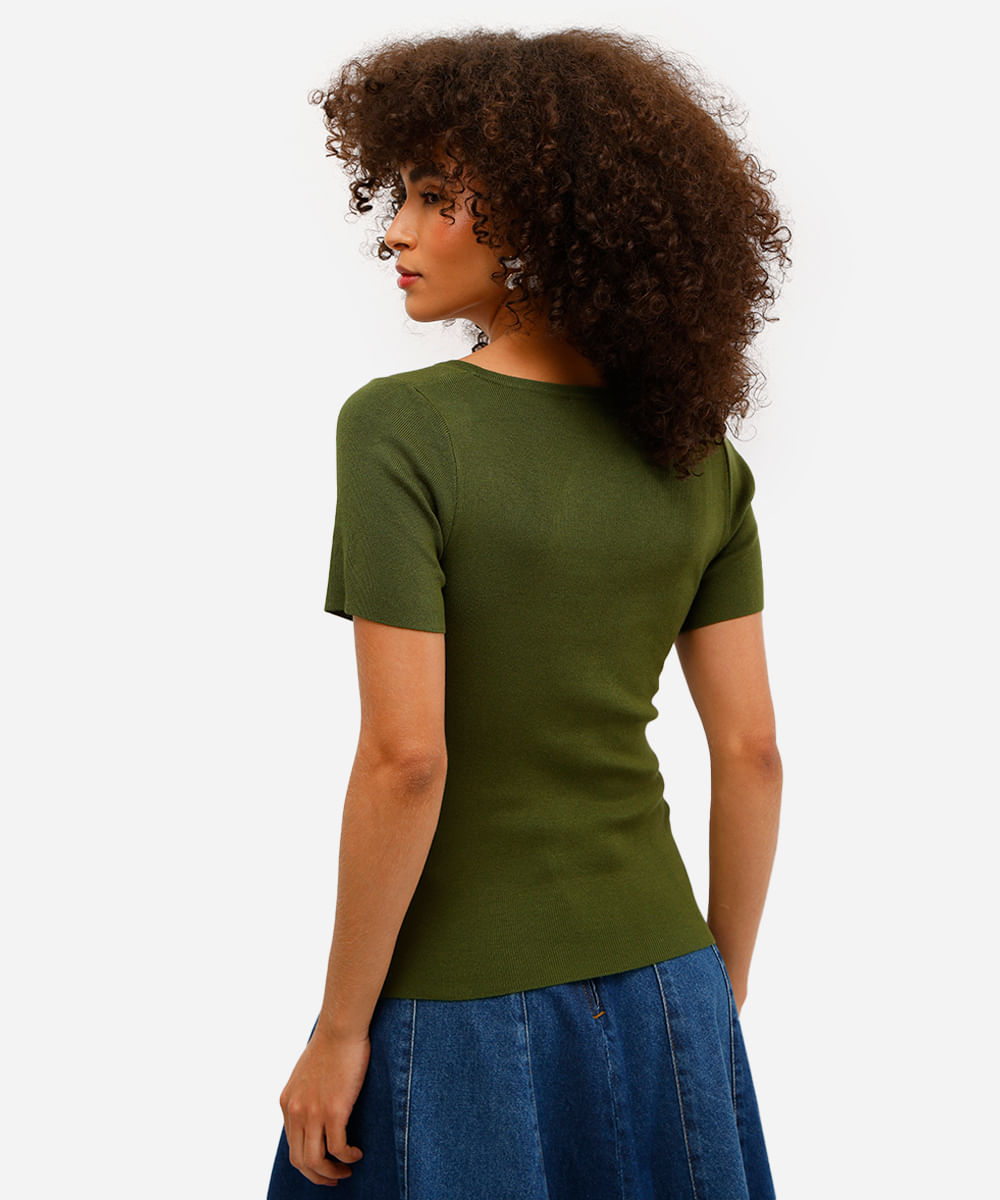 blusa feminina de viscose decote reto verde