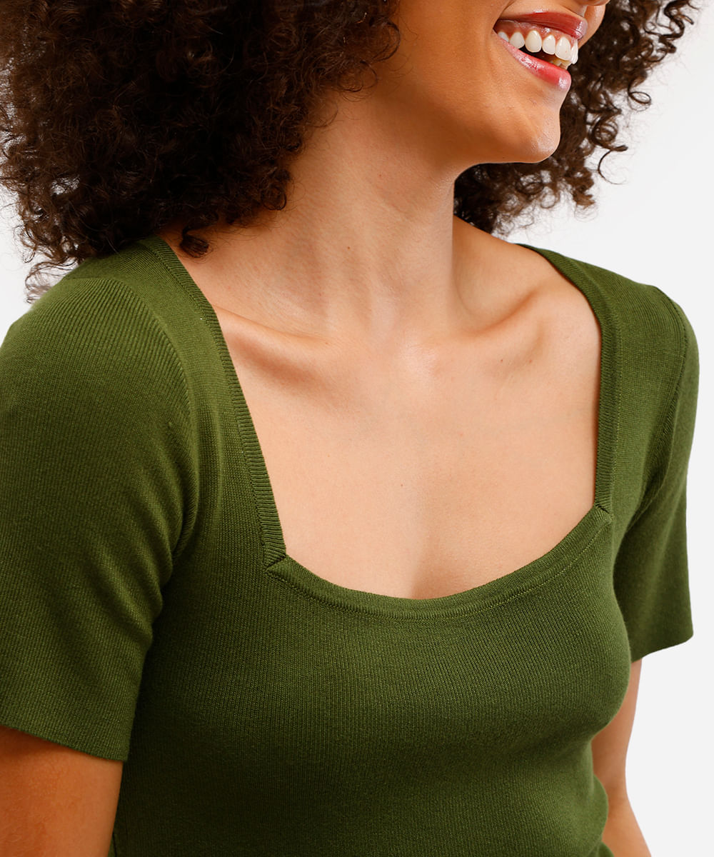 blusa feminina de viscose decote reto verde