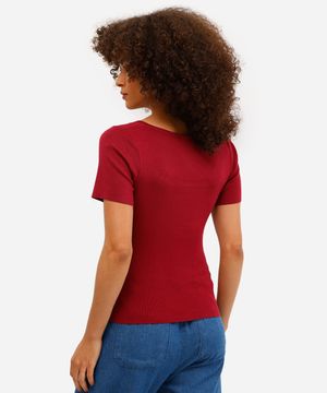 blusa feminina de viscose decote reto vinho