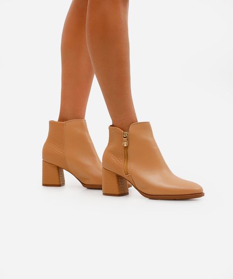 bota feminina cano curto texturizada modare marrom