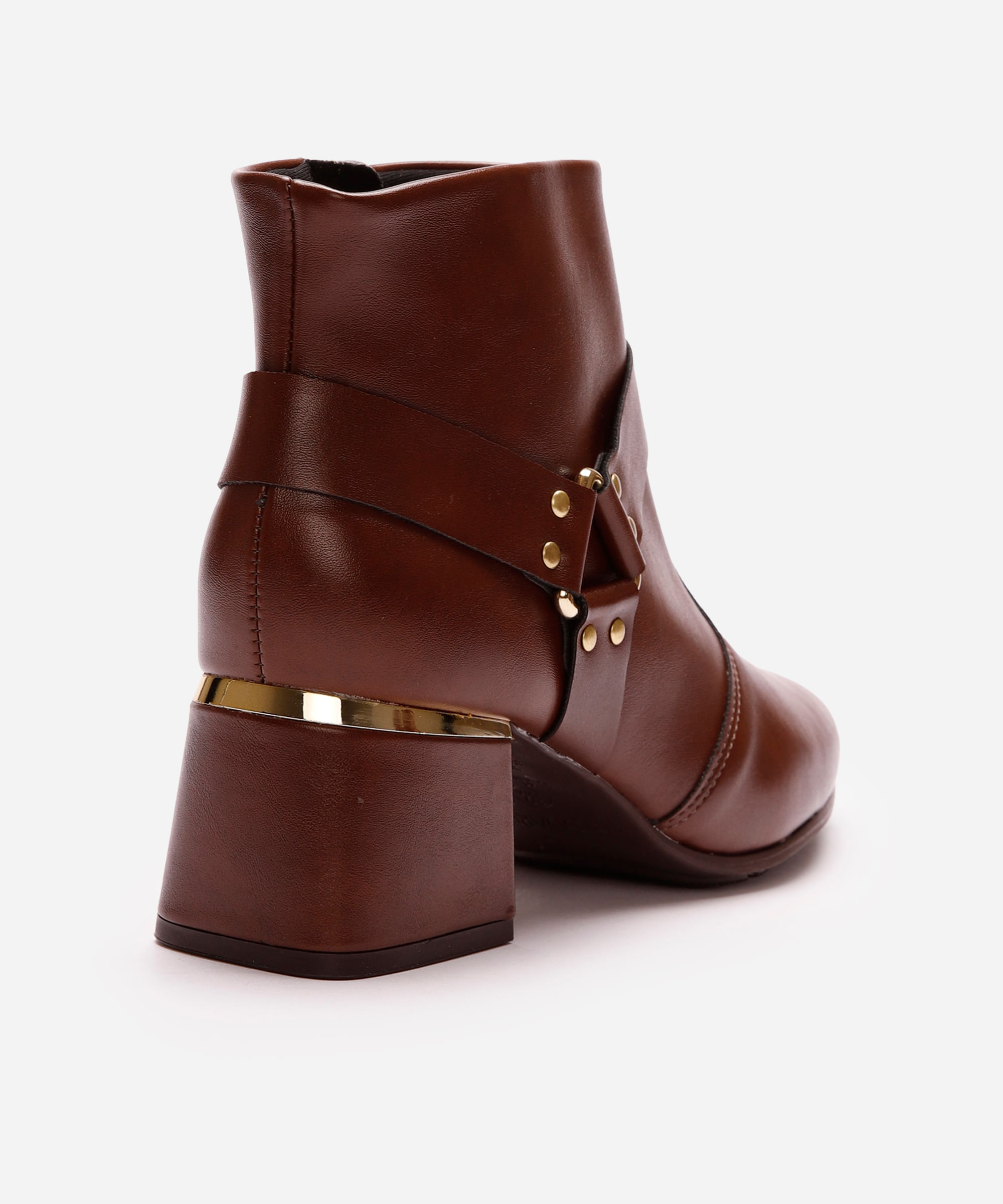 bota feminina cano curto com fivela modare marrom