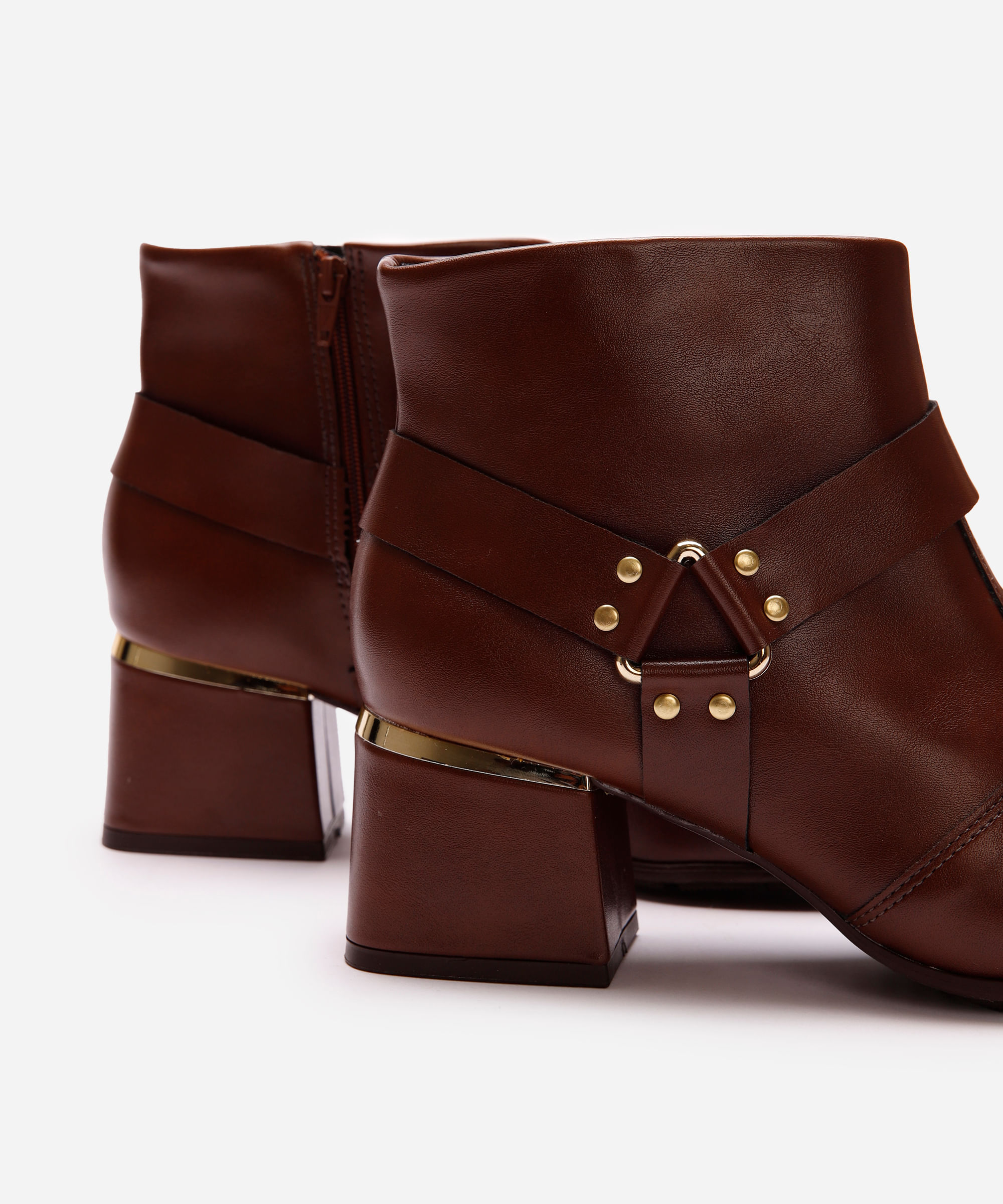 bota feminina cano curto com fivela modare marrom