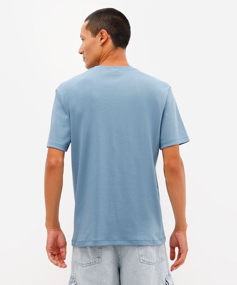 camiseta de algodão peruano bold manga curta azul