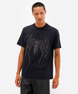 camiseta masculina de algodão homem aranha preta