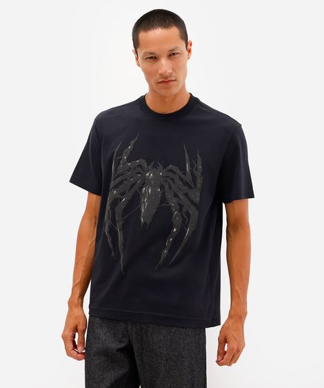 camiseta masculina de algodão homem aranha preta