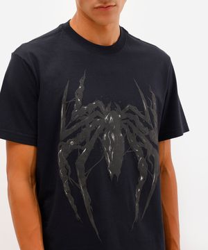 camiseta masculina de algodão homem aranha preta