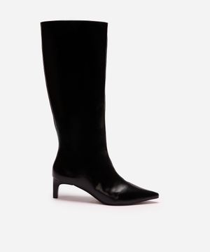 bota cano alto bico fino salto baixo mindset preta