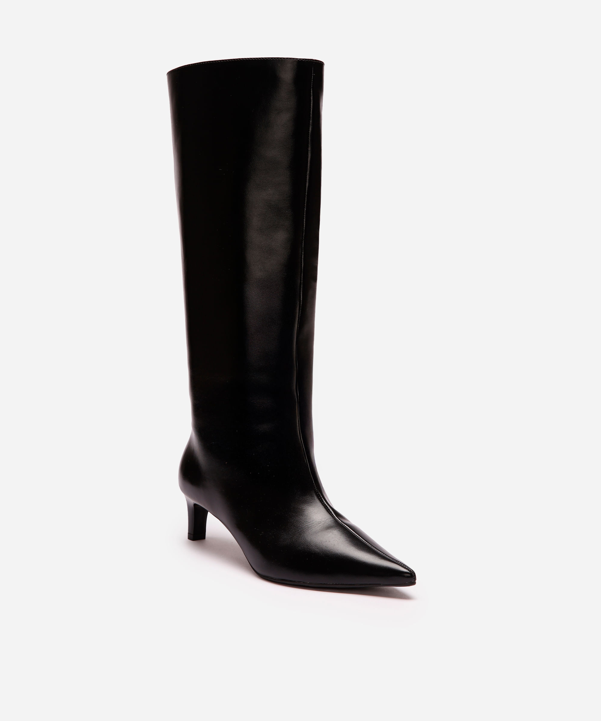 bota cano alto bico fino salto baixo mindset preta