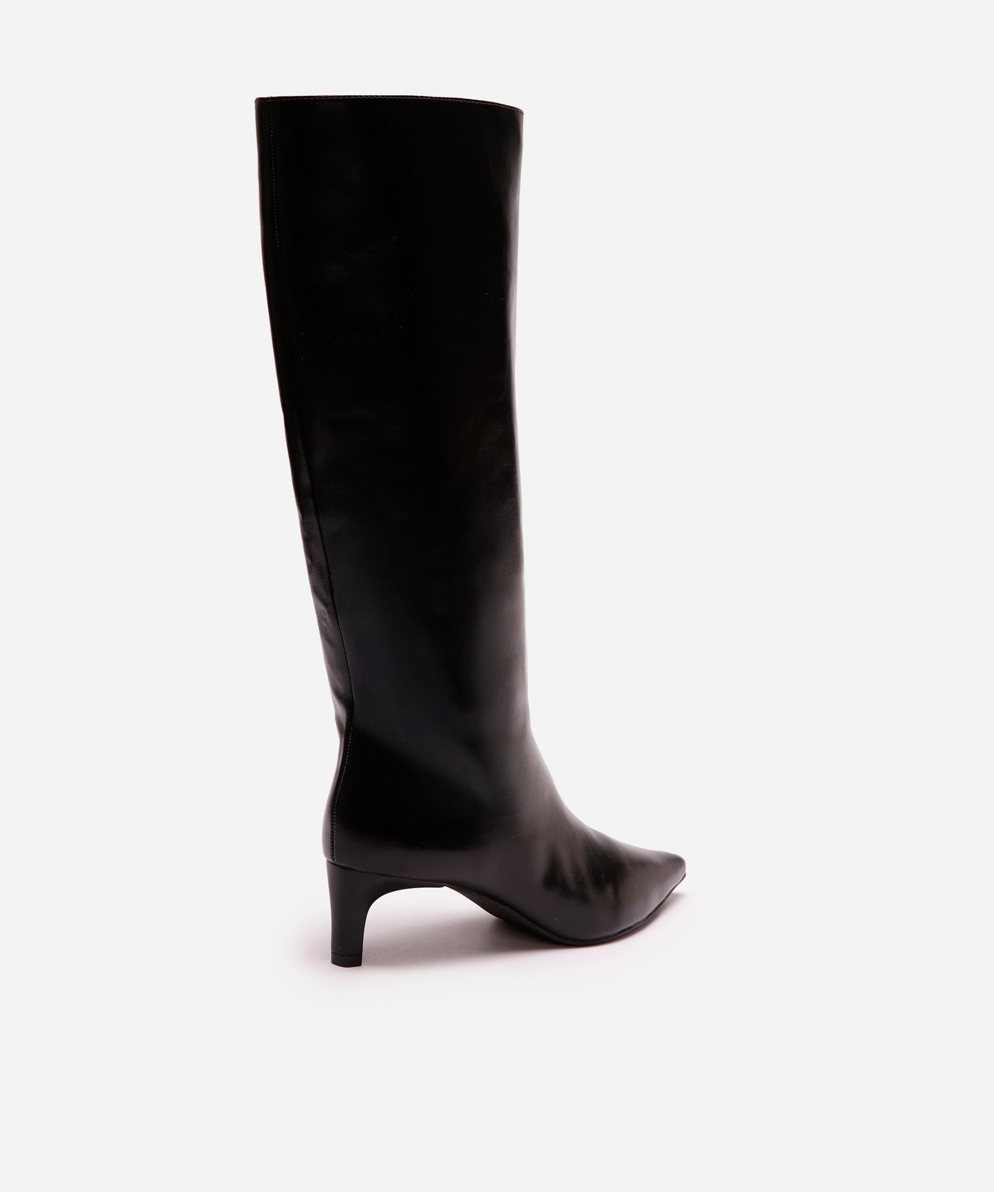 bota cano alto bico fino salto baixo mindset preta