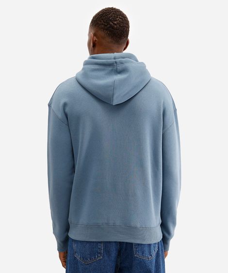 blusão oversized masculino de moletom com capuz azul