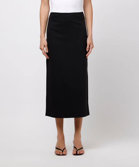 saia lápis feminina com fenda mindset preta