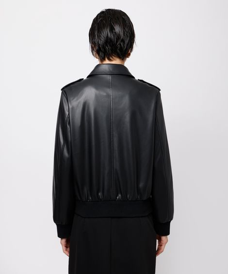 jaqueta bomber feminina de poliuretano mindset preta