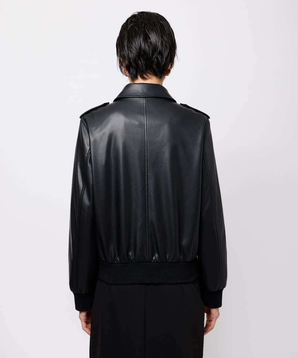 jaqueta bomber feminina de poliuretano mindset preta