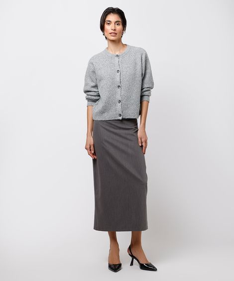 saia lápis feminina com fenda mindset cinza
