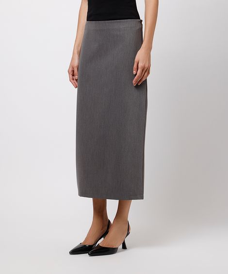 saia lápis feminina com fenda mindset cinza