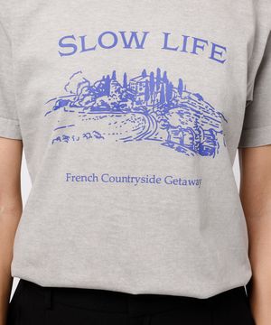 camiseta feminina de algodão slow life mindset cinza