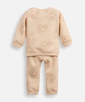 conjunto infantil longo de moletom simba bege