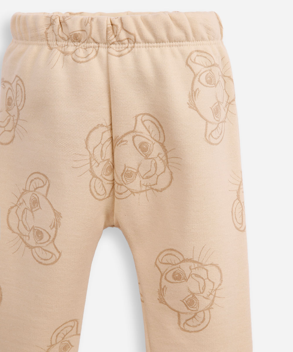 conjunto infantil longo de moletom simba bege
