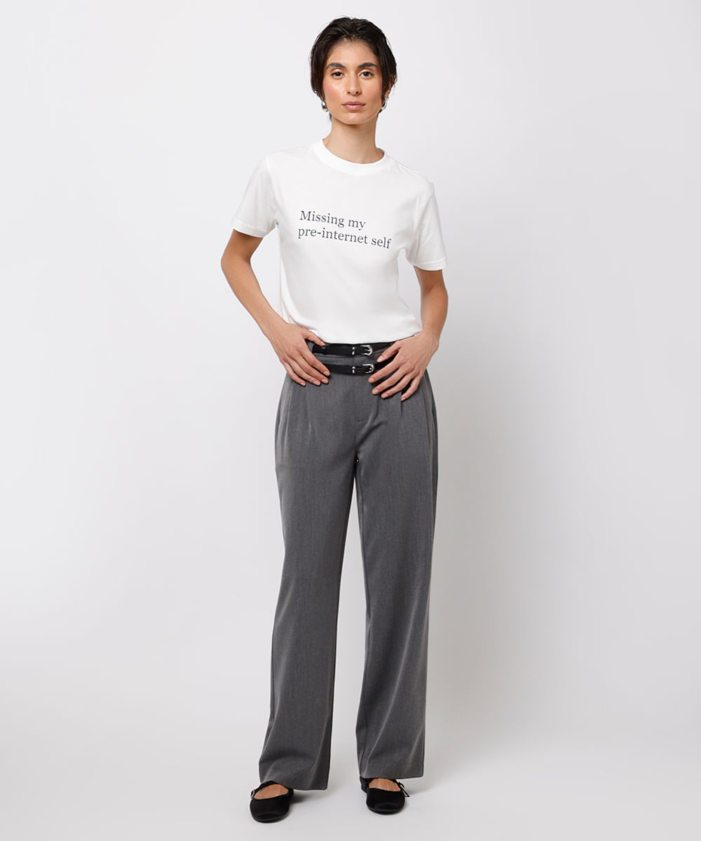 camiseta feminina de algodão estampada mindset off white
