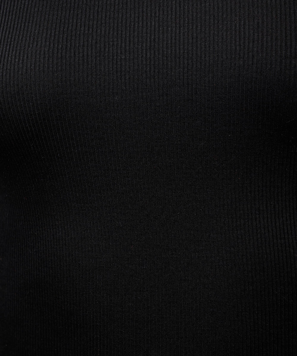 blusa long top feminina manga longa canelada mindset preta