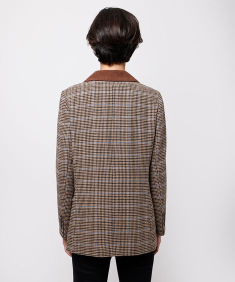 blazer feminino de alfaiataria xadrez mindset marrom