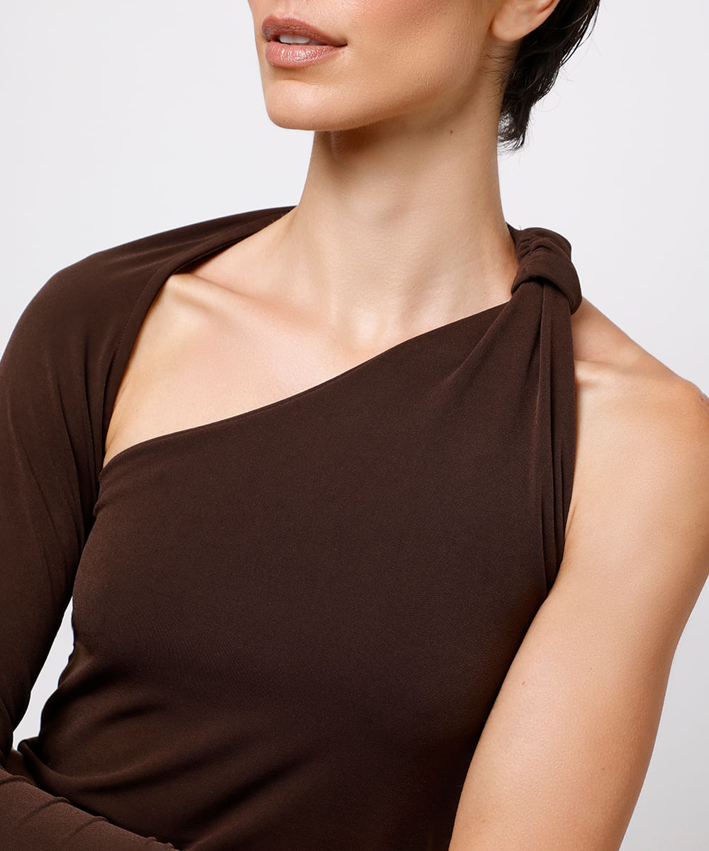 blusa feminina manga única mindset marrom