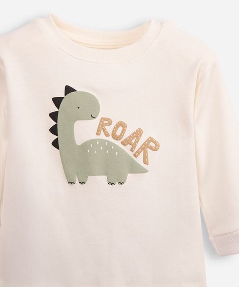 conjunto infantil longo dinossauro cinza