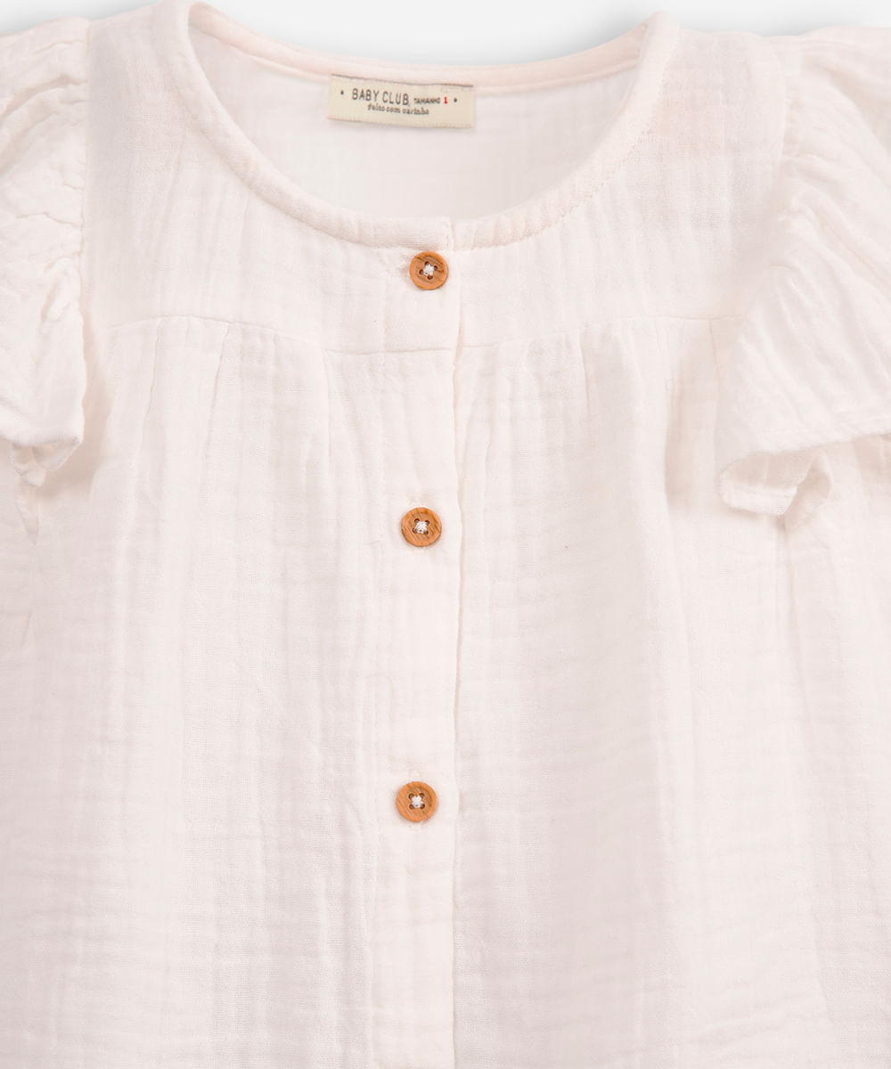 conjunto infantil de algodão floral off white