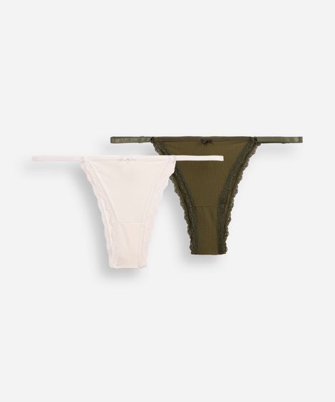 kit de 2 calcinhas biquíni com renda colorido