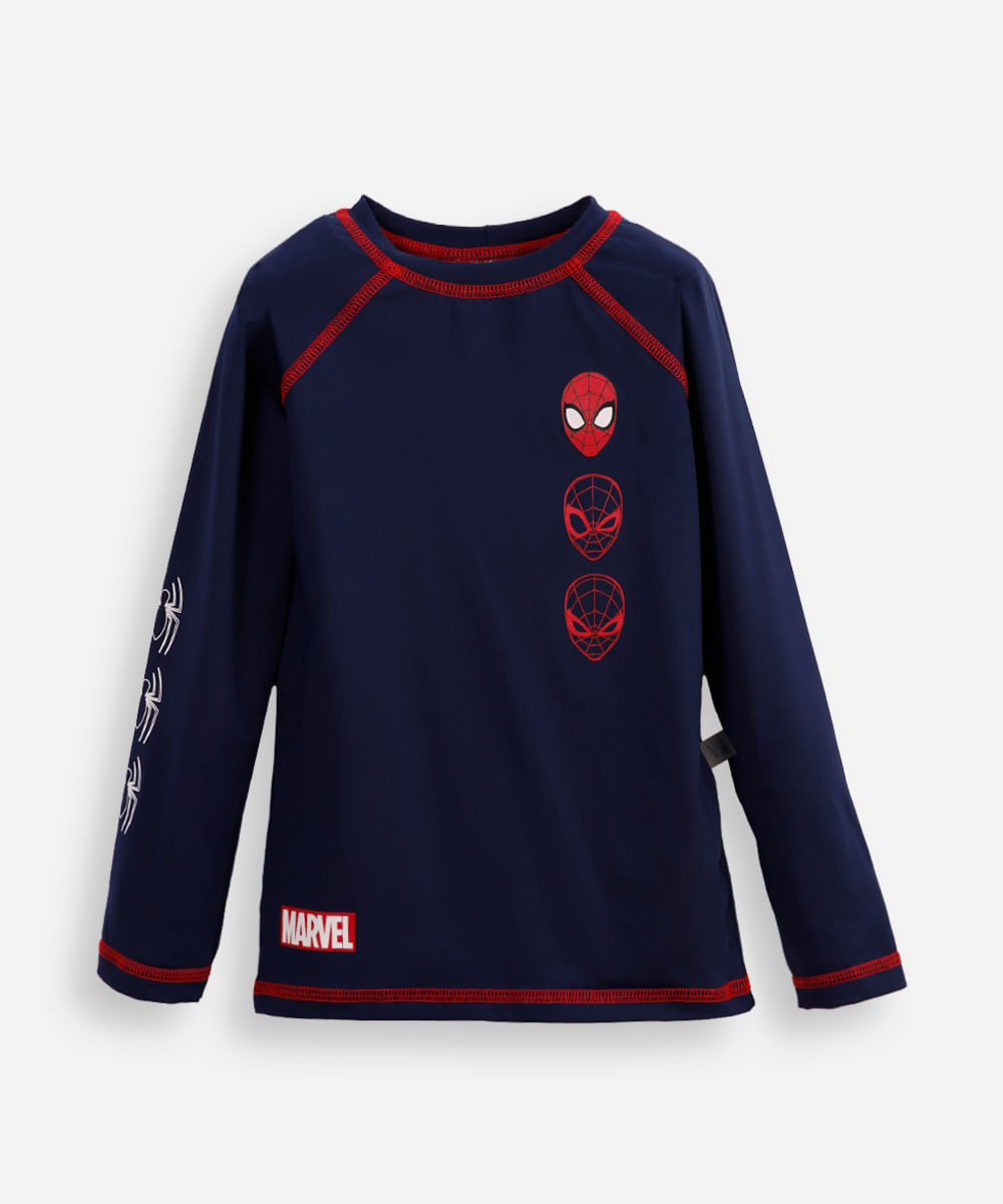 camiseta infantil manga longa proteção uv homem aranha - marinho_escuro