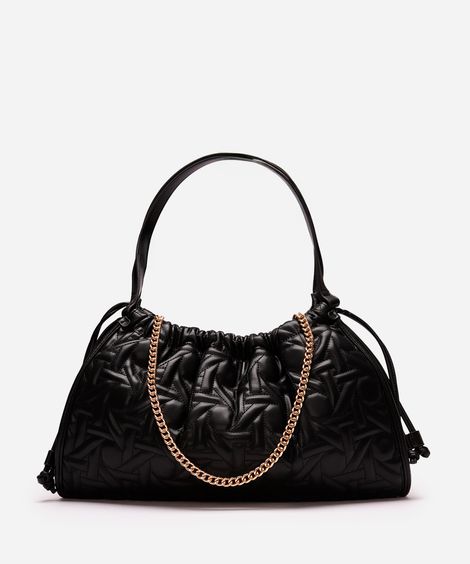 bolsa shoulder feminina matelassê com alça de corrente preta