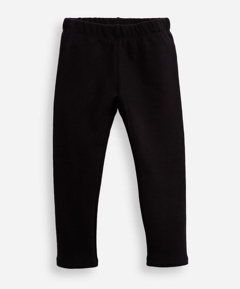 calça legging infantil de algodão felpado básica preta