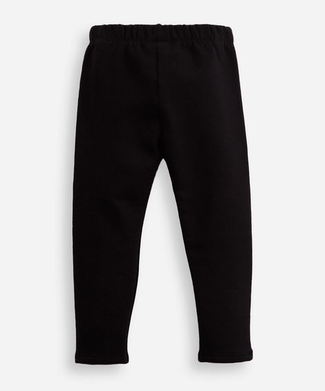 calça legging infantil de algodão felpado básica preta