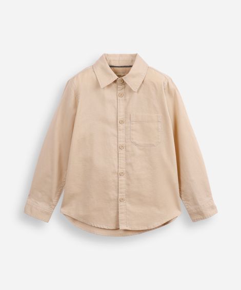 camisa de algodão infantil com bolso bege