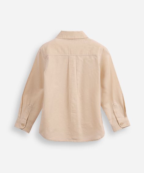 camisa de algodão infantil com bolso bege
