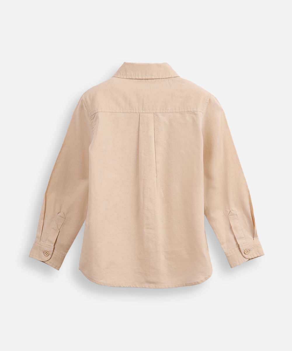 camisa de algodão infantil com bolso bege