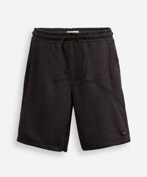 short de moletom juvenil com recorte preto - cinza escuro