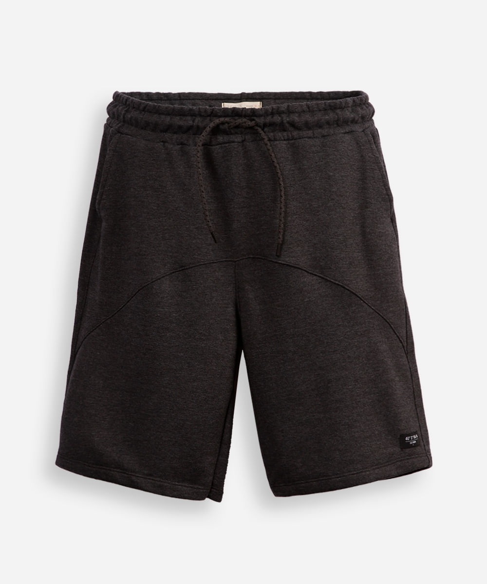 short de moletom juvenil com recorte preto - cinza escuro