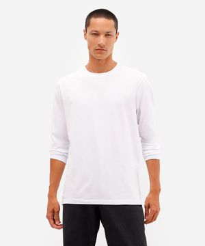 blusa comfort masculina de algodão manga longa branca