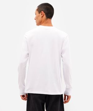 blusa comfort masculina de algodão manga longa branca