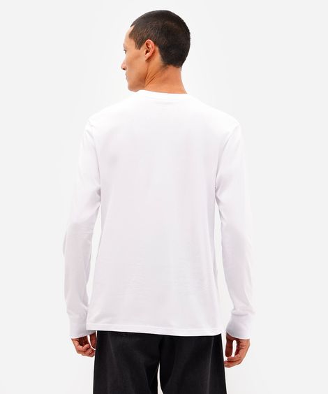 blusa comfort masculina de algodão manga longa branca