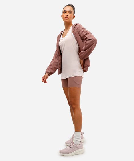 bermuda feminina esportiva com bolsos rosa