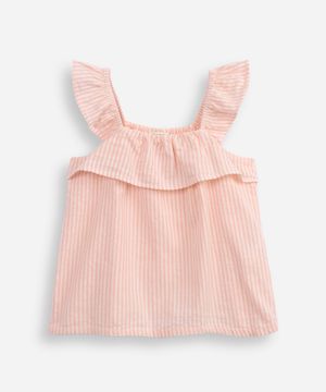 blusa de algodão infantil listrada rosa